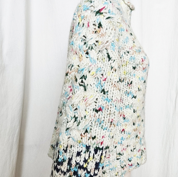 Anthropologie Gaia Sweater XXS COZY Blue Chunky Knit Confetti NWT Mock Neck - Picture 4 of 11
